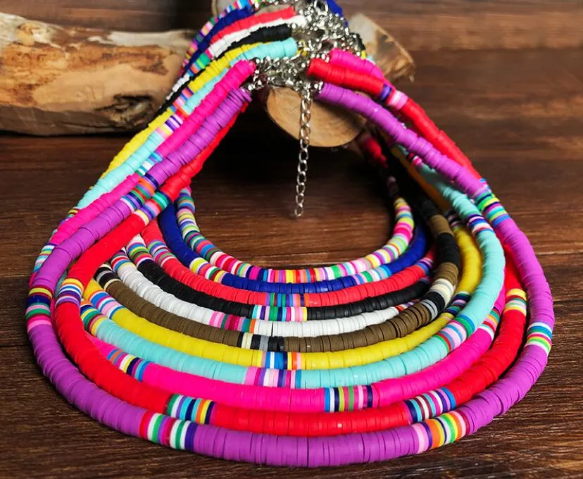 Collana girocollo in argilla morbida da 6 mm Collana girocollo colorata fatta a mano Boho Beach Collane Gioielli moda donna