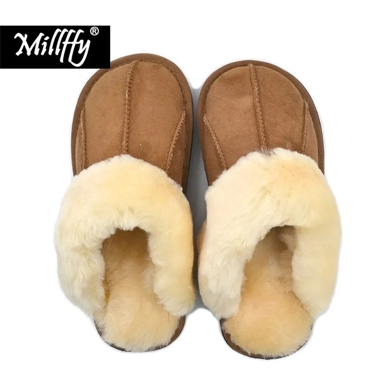 Millffy Sheepskin Home Slippers Man Slipper Summer Moda coreana Slippers de ar condicionado interno Y200106