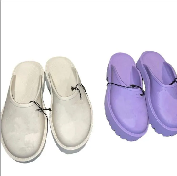 Zapatillas perezosas de goma para playa Desiner de fondo grueso, estilo de espectáculo para interiores y exteriores, sandalias cálidas de piel de zorro para mujer, chanclas deslizantes 652