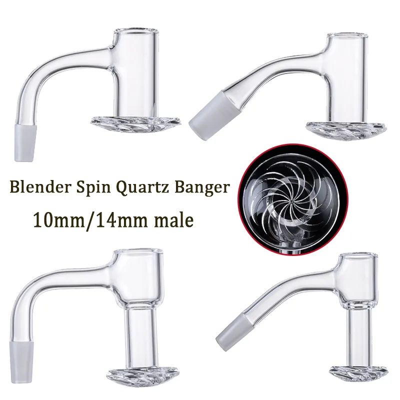 Blender Spin Quartz Banger Nail Seamless Full Weld Bangers Röker Tillbehör Tobaksverktyg 10mm 14mm Manlig Joint Terp Slurper Beveled Edge Banger för glasbongar