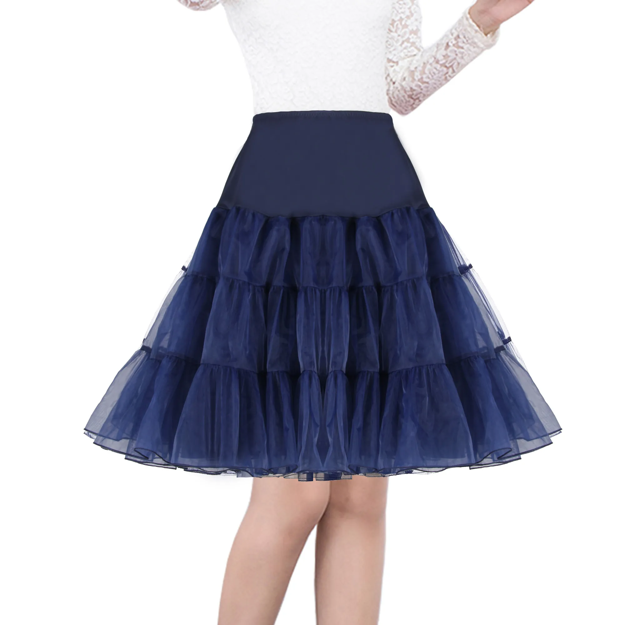 Korte tule meisjes 24-26 "50s retro underskirt petticoats voor bruids trouwjurken zwart niet-hoop crinoline zomer rockabilly tutu jurken