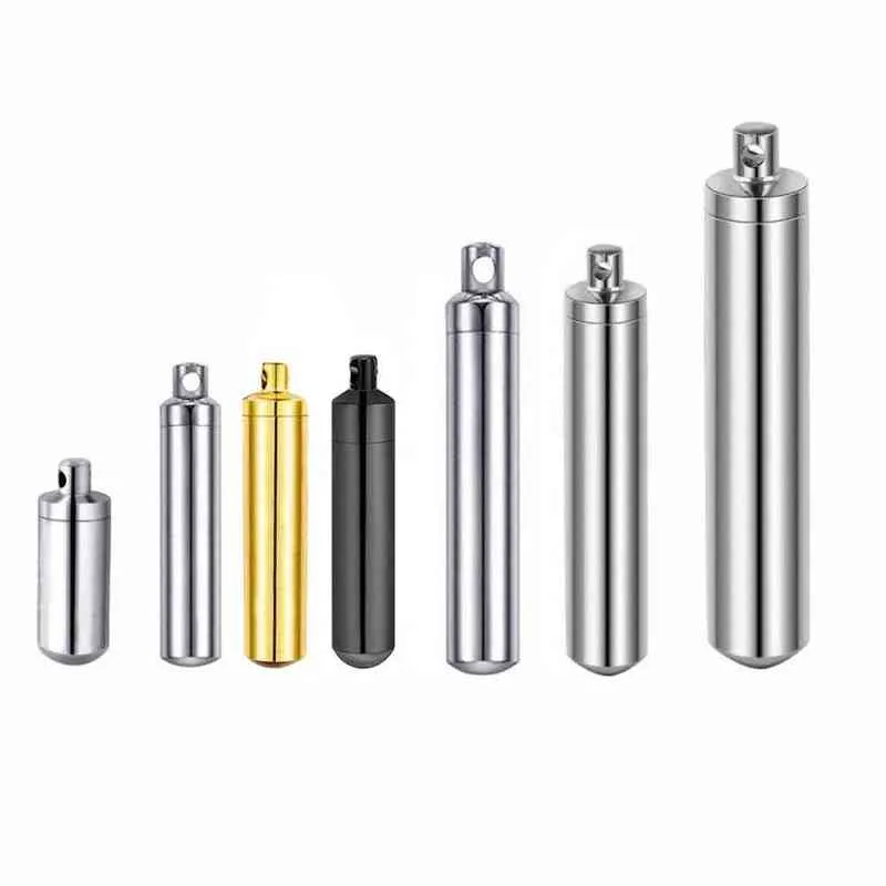 Dropship 8 Size Cylinder Cremation Urn Necklace for Ashes Memorial Keepsake Pendant Stainless Steel Keepsake Jewelry Y220523