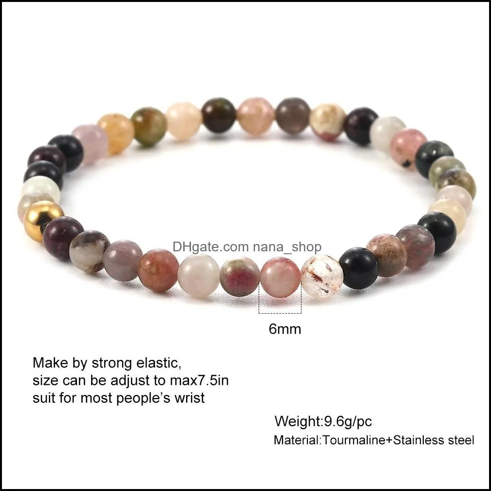 Minimalist 6MM Bead Bracelet for Women Men Tiger Eye Volcanic Stone Agate Beaded Yoga Stretch Bracelets