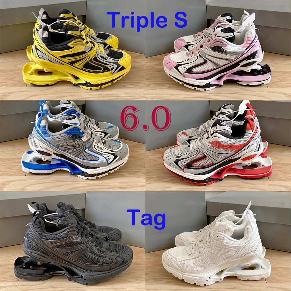 Triple S 6.0 Casual Shoes Men Women Sneakers Lace Up Breathable Height Increase Fashion Sneakers 2024 White Black Red Pink Grey Blue Yellow