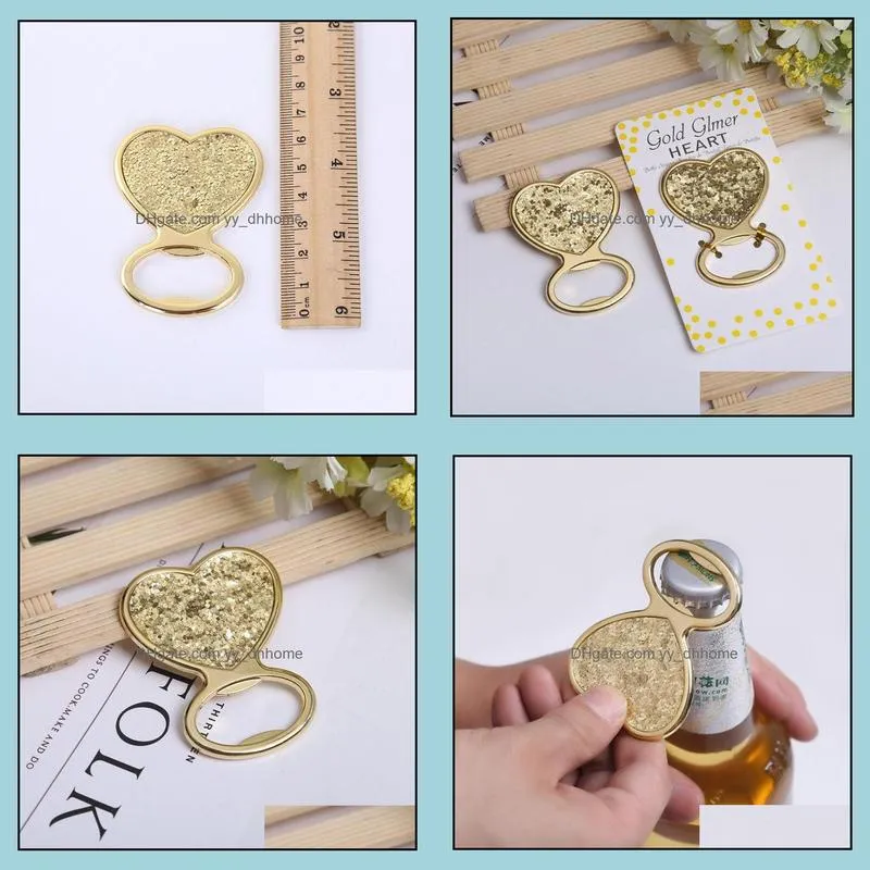 gold glitter heart shaped bottle opener wedding favors bridal shower giveaways event party free shipping sn2417