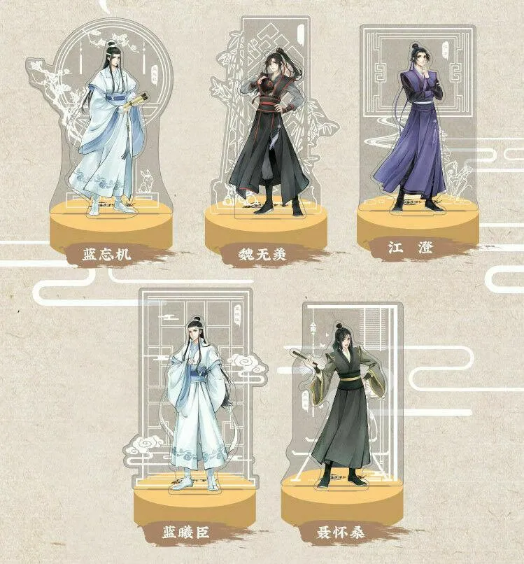 Porte-clés Grand Maître De La Culture Démoniaque Lan Wangji Wei Wuxian Jiang Cheng Acrylique Stand Juvénile 2-côtés Affichage Mignon COS Cadeau Enek22