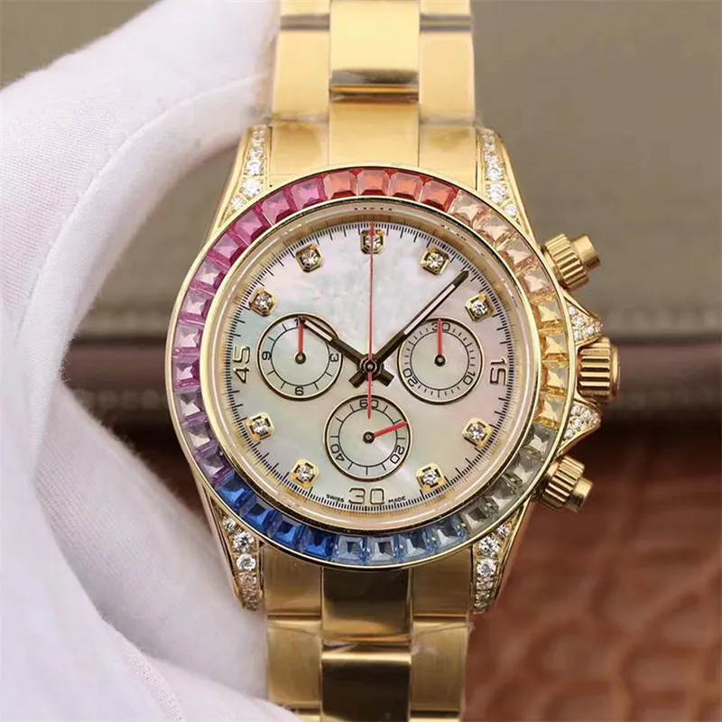 2023 Reloj para hombre Mecánico automático 2813 Movimiento Relojes 40 mm Acero Rainbow Diamond Bisel Relojes de pulsera Zafiro Impermeable Montre de Luxe