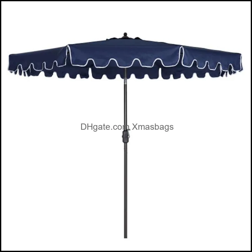 us stock navy blue outdoor patio umbrella 9-feet flap market table umbrella 8 sturdy ribs with push button tilt and crank w41921424