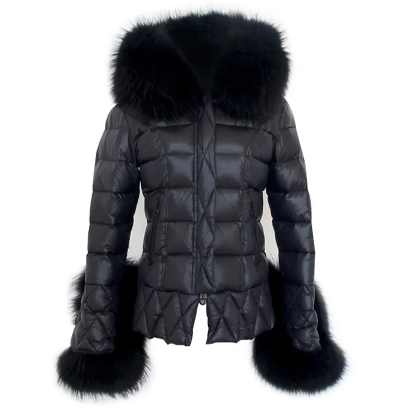 Faye Wong same style star super big raccoon fur collar slim down jacket short women winter 201127