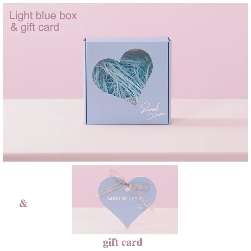 Confezione regalo Scatola di cartone di carta con finestra a forma di cuore blu chiaro per cosmetici alimentari, giocattoli, Natale, Halloween, festa di nozze, confezione regalo