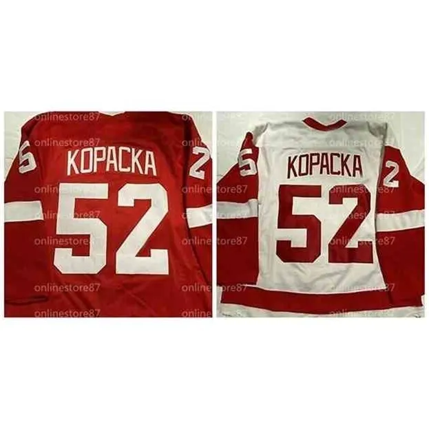 NIK1 Vintage SOO Greyhounds Jeux Jerseys Jack Kopacka Blanc Rouge Custom N'importe quel numéro et Nom Jersey de hockey