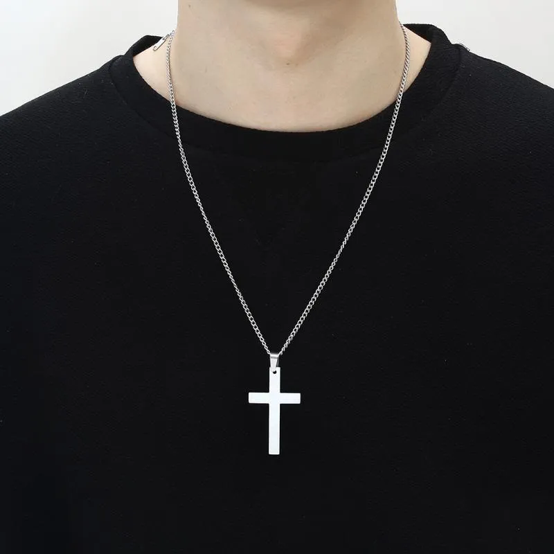 Anhänger-Halsketten, Edelstahl-Kreuz-Halskette für Frauen, Männer, Teenager, Mädchen, Jungen, einfacher Vintage-Charme-Schmuck, religiöser Jahrestag