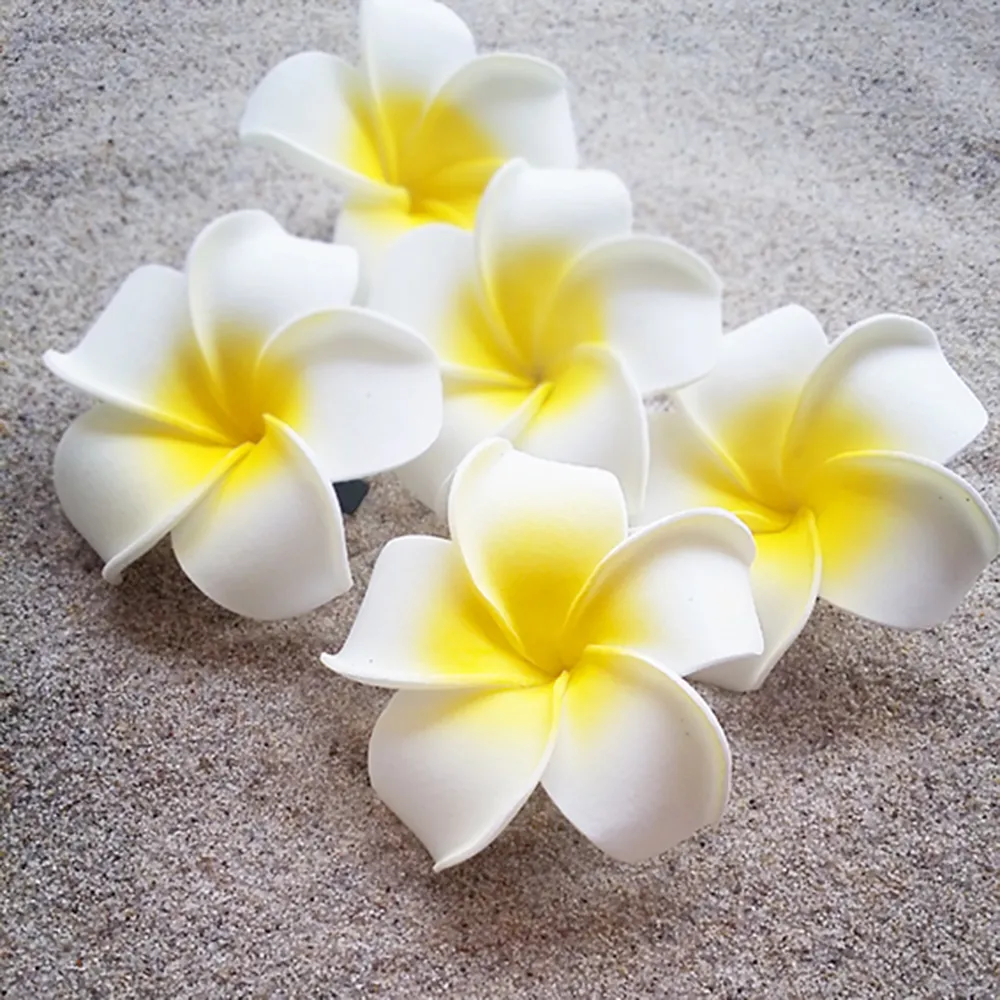 6st PLUMERIA FLOWER Hårklämmor för kvinnor flickor hårnålar ägg blomma barrette hawaiian bröllop fest väska hatt tillbehör dropship