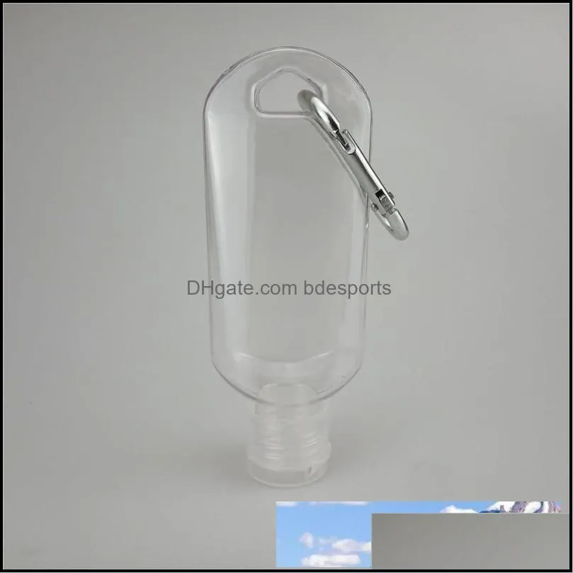 50ML Empty Hand Sanitizer Bottles Alcohol Refillable Bottle With Key Ring Hook Outdoor Portable Clear Transparent Gel Bottle EEA1548