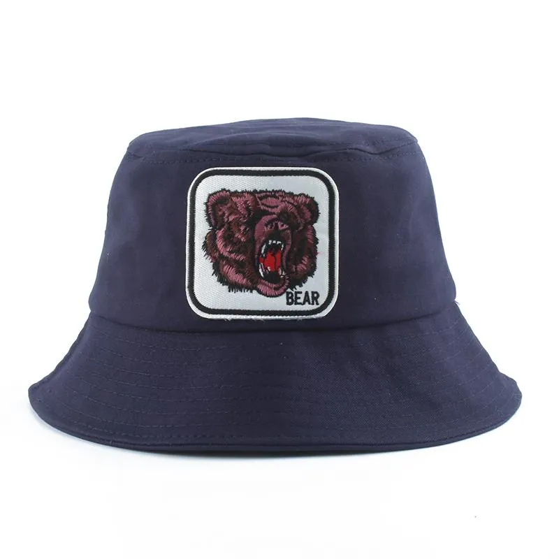Berets Bear Animal Bucket Hats Mens Panama Black White Hat Outdoor Cotton  Fishing For Men Women Harajuku Korean HatBerets