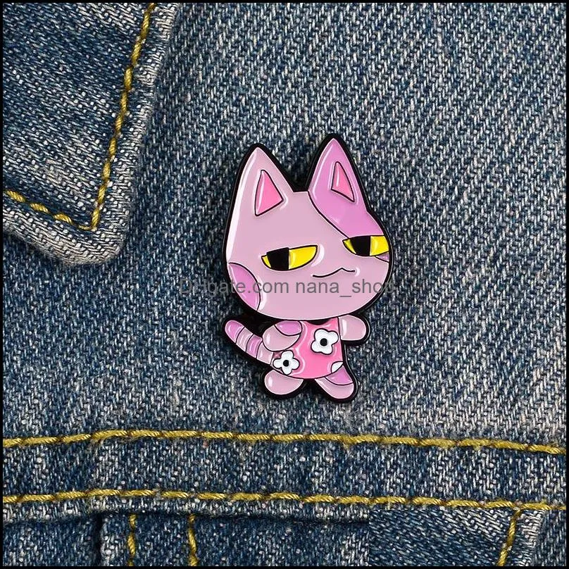 Pins Brooches Jewelry Cat Enamel Pin Custom Dress Kitten For Shirt Lapel Bag Cartoon Badge Animal Gift Kids Friends Drop Delivery 2021 X7Gd