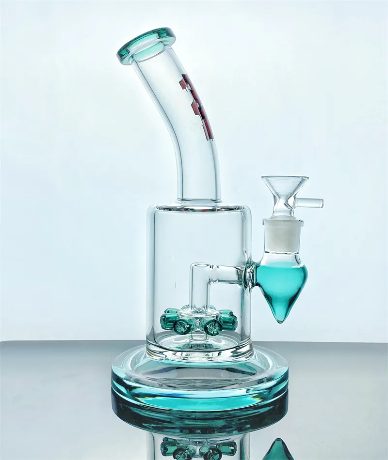 Bubbler portatile tag oil rig narghilè in vetro spesso 8 perc 14mm connettore maschio gb379 bong