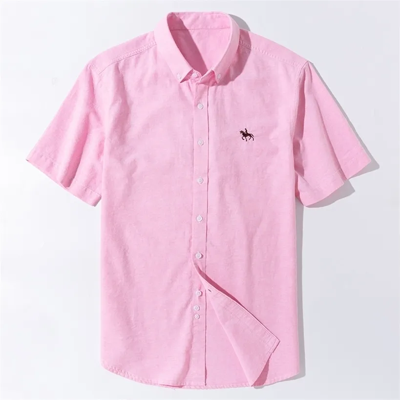 Sommar kortärmad turndown krage regelbundet passform oxford tyg 100% bomull utmärkt bekväma affärer män casual shirts 220323