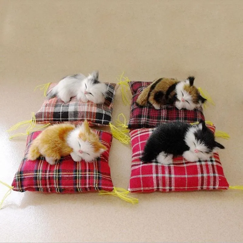 Decorative Objects & Figurines Simulation Mini Cat Cute Cloth Pad Plush Cats Children Birthday Gifts Creative Decoration Imitation Doll Home