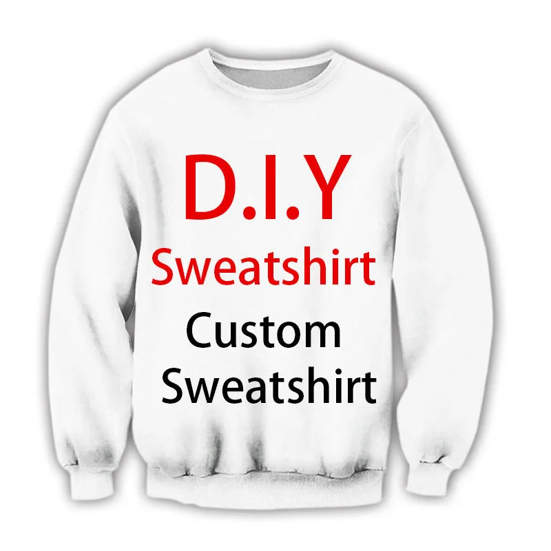 DIY Custom Design Twoje własne zdjęcia swobodne bluzy streetwearu 3D drukują mężczyźni kobiety hip hop harajuku crewneck 220704