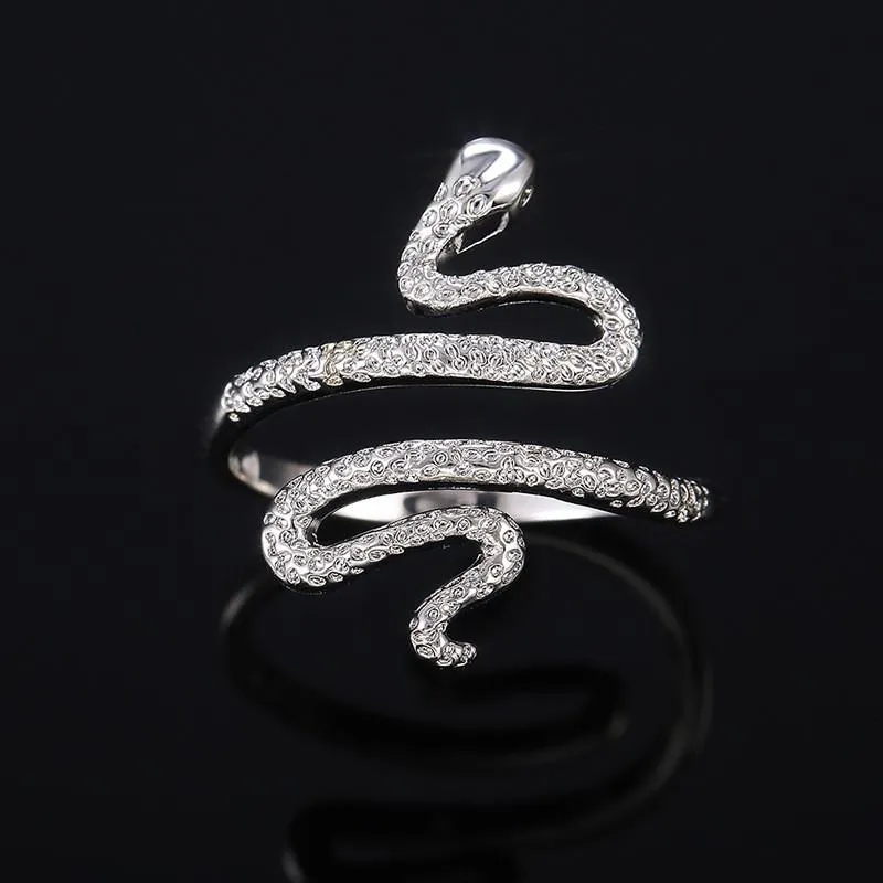 Anneaux de mariage Creative Curved Serpent Femmes Argent Couleur Élégant Girl Party Accessoires Punk Fantaisie Cadeau Femelle Animal Bijoux Mariage