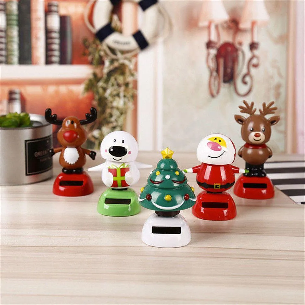 Solar Powered santa claus christmas decorations Swinging Bobble Decoration Perfect Christmas Novelty Toy for Kids and Car Decor C0915