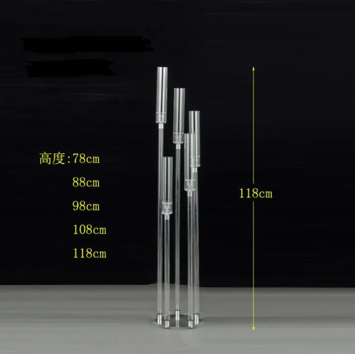 Candle Holders Crystal Candlestick 3458 Heads Wedding Table Center Flower Stand Transparent Acrylic Holder Party Road Lead SN6405