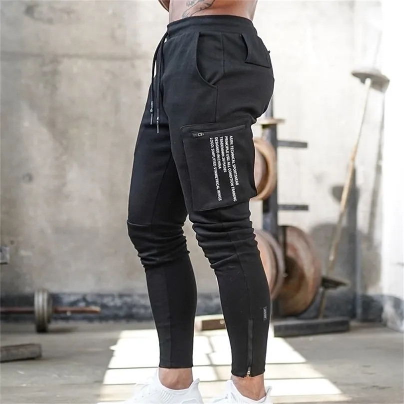 Moda Erkekler Spor Salonları Pantolon Joggers Spor Rahat Uzun Pantolon Erkekler Egzersiz Sıska Eşofman Altı Jogging Yapan Eşofman Pamuk Pantolon 201.128