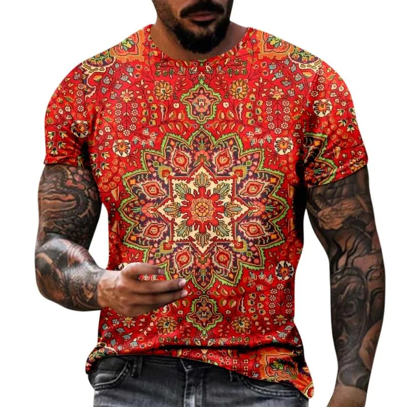 Heren t-shirts geometrische druk mannelijke zomer casual ronde nek korte mouw 3D print t shirt blouses tops