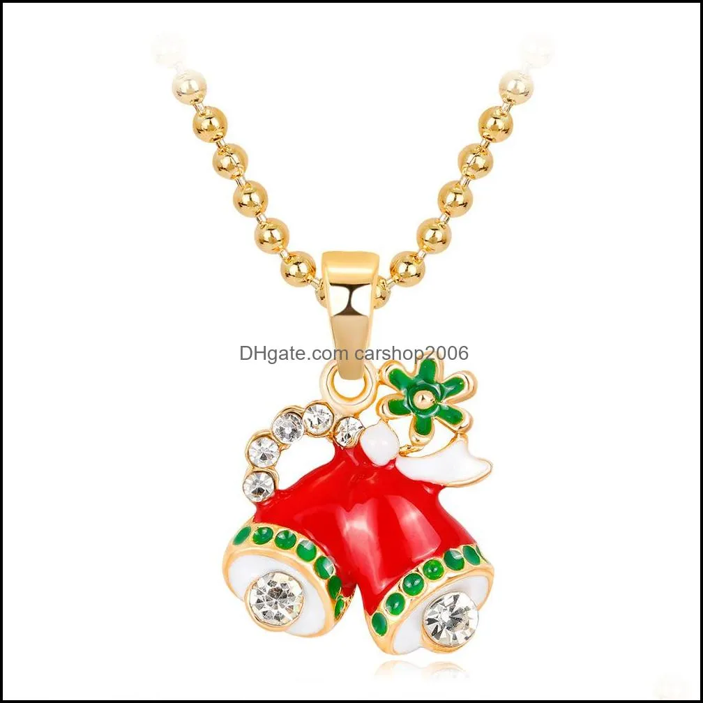 2021 new alloy necklace fashion christmas tree hat santa claus pendant necklaces wholesale