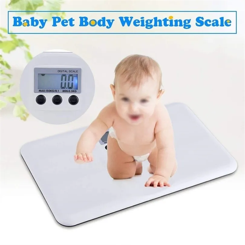 Hot Top Qualité LCD Numérique Électronique Bébé balance électronique portable en plastique anti-chute bébé échelle de poids pour animaux de compagnie 0.3kg-150kg T200523