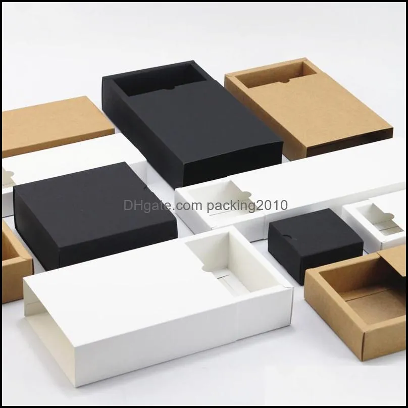 Cardboard box kraft Paper Drawer box Wedding White Gift Packing Paper Box For Jewelry/Tea/handsoap/Candy