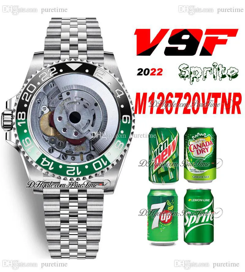 V9F V4 GMT II A3285 Automatische Herenhorloge Sprite Zwart Groen Keramisch Bezel 904L JubileSteel Armband Links Handkroon Zelfde Seriële kaart Super Edition Horloges Puretime 2