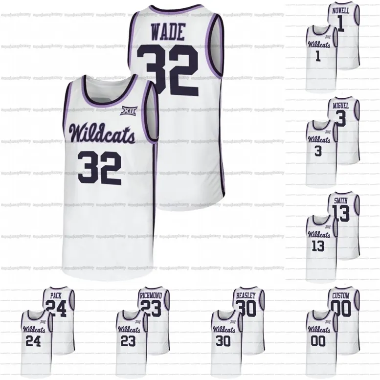 A3740 Custom Kansas State Wildcats Jersey NCAA College Basketball 32 Dean Wade 25 Ismael Massoud 13 Mark Smith 1 Markquis Nowell 21 Davion