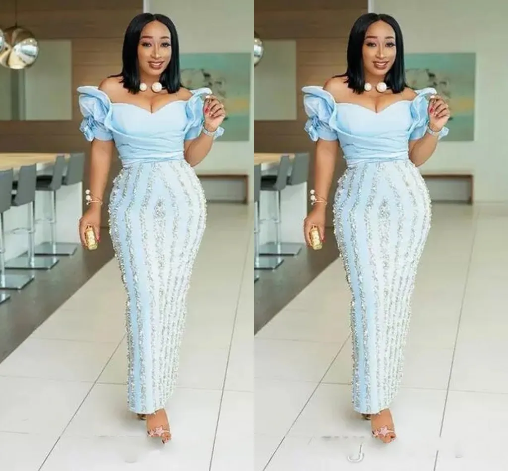 2022 Gorgeous Aso Ebi african Evening Dresses Off the Shoulder Ruched 3D Floral Plus Size Long Elegant Prom Dresses Csutom Made B0606x10