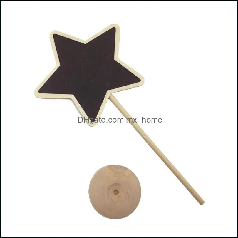 star heart shape mini chalkboard wood place card holder stand for dessert table wordpad message board holder for wedding party vt0432