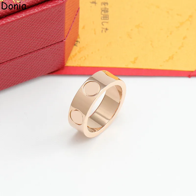 Donia Jewelry Luxury Ring 과장 유럽 및 미국 패션 네일 패턴 티타늄 마이크로 세트 지르콘 크리에이티브 디자이너와 상자