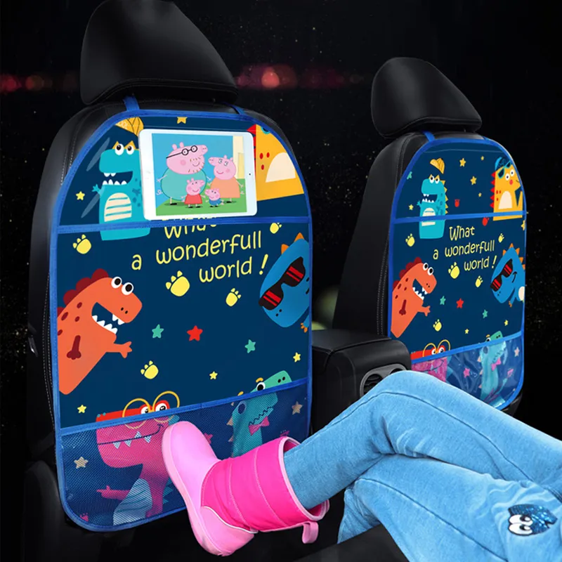 Organizador de respaldo de asiento de coche de dibujos animados, soporte para tableta, bonito bolso colgante, Protector a prueba de polvo para niños/bebés, impermeable, funda de asiento de pvc, 1 ud.