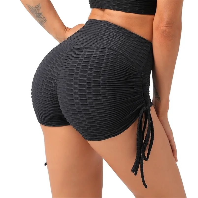 Anti Cellulite Push Up Short d'entraînement avec String Femmes Taille Haute Scrunch Booty Legging Gym Yoga Biker Pantalon Court pour Fitness 220419