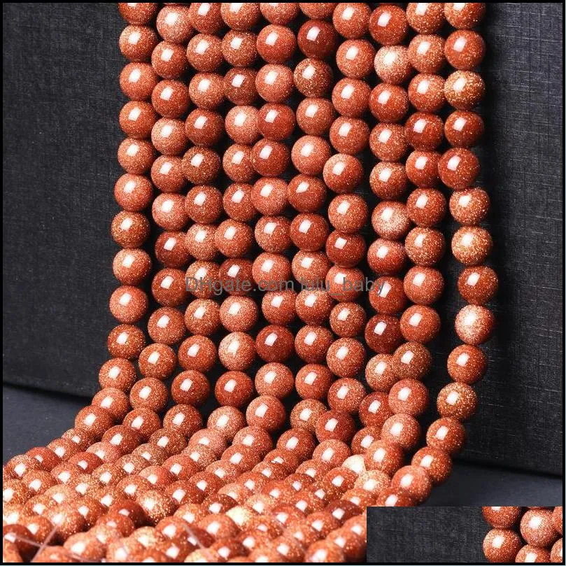 Good Quality Natural Gold Sand Stone Round Loose Beads 16