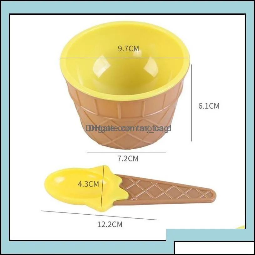 Kids Ice Cream Bowls Cup Couples Bowl Gifts Dessert Container Holder With Spoon Best Children Gift Supply Sz589 Drop Delivery 2021 Tools