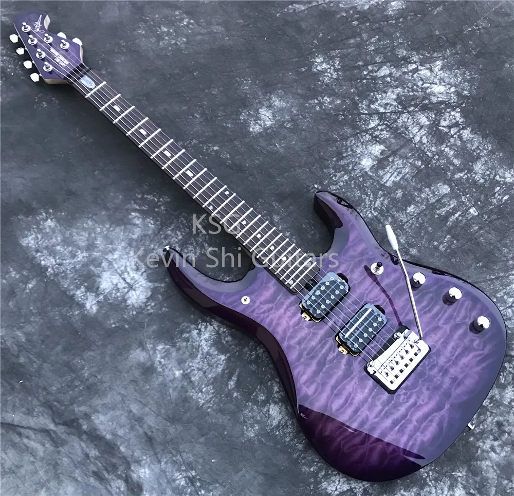 transparent Purple Music Man JP6 guitare électrique de qualité supérieure john petrucci signature musicman 6 cordes custom guitarra boulon sur le cou