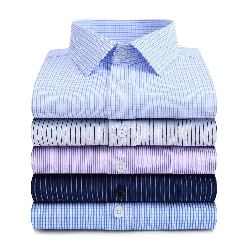 Men's Dress Shirts Top Quality Man Long Sleeve Shirt Slim Fit Business Office Working Formal White Male BlouseMen's