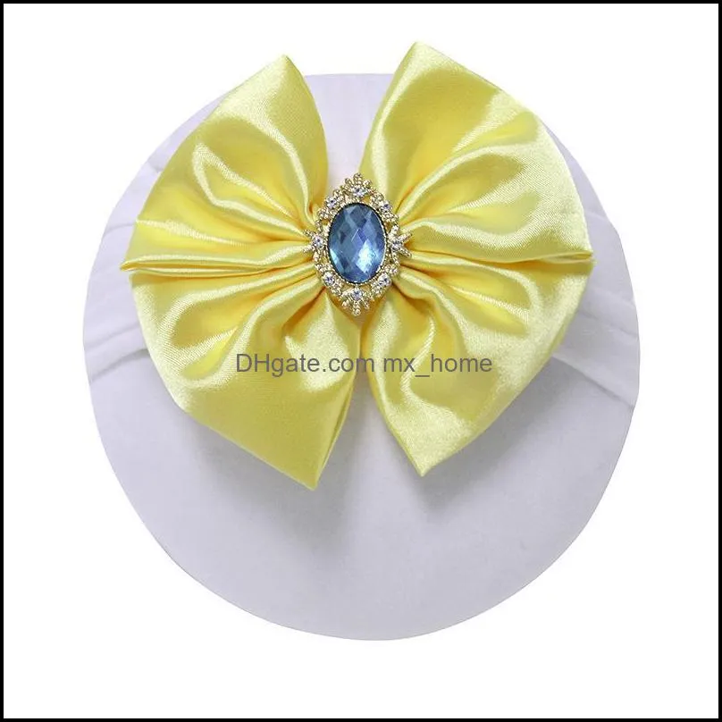 baby headband girl nylon big bow with rhinestone birthday hair accessory turban bowknot hairband super stretch for party