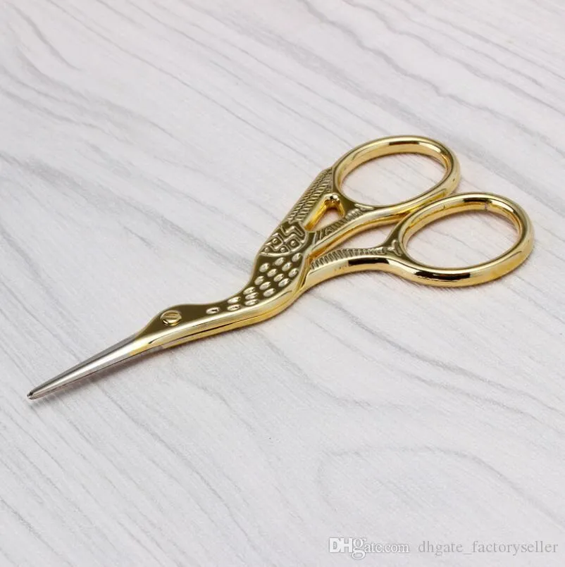 Gold Plated Silvery Small Clipper Stainless Steel Crane Shape Scissors Animal Carving Retro Hot Sell Home Tool LX6091