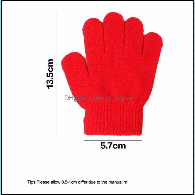 Winter Cute Boys Girls Gloves Solid Color Finger Point Stretch Knit Mittens kids gloves knitting warm glove children boys Girls