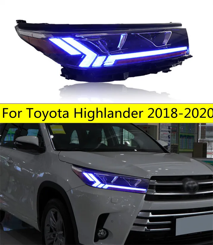 مصباح رأس الإضاءة اليسرى اليسرى مصباح رأس Highlander LED 18-20 Toyota LED LED أضواء يوم الإشارة