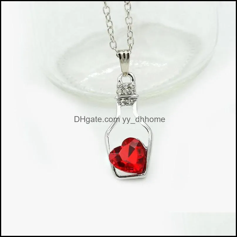 pretty love drift bottles pendant necklace vintage collares mujer heart crystal pendant necklac yydhhome
