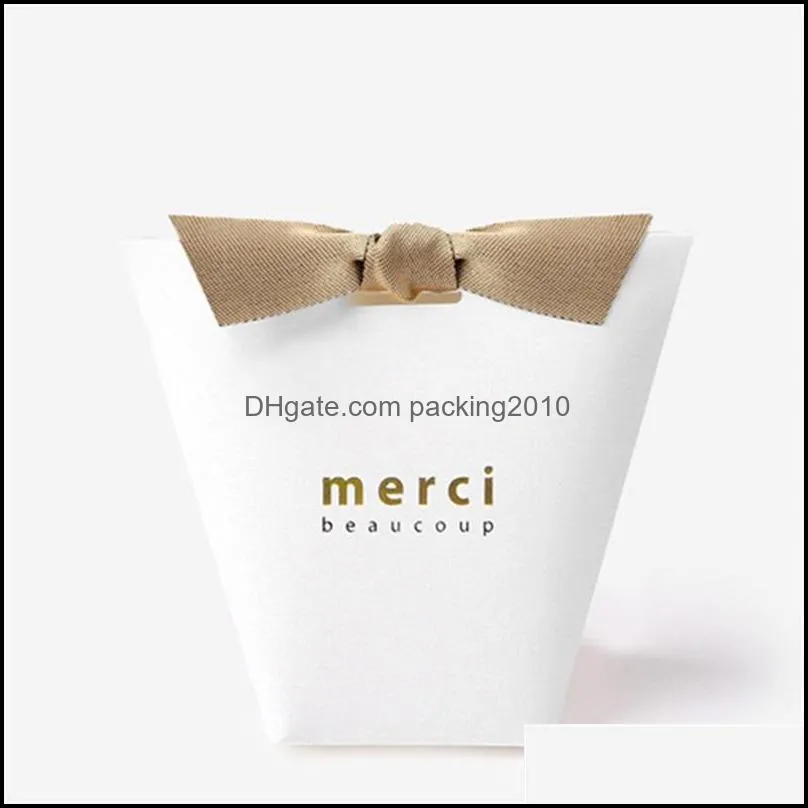 Gift Box Exquisite French Thanks Merci Paper Package Bag Gilding Folding Candy Boxes For Wedding Favor 0 42hb Yy