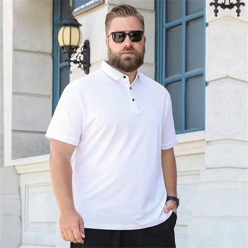 Large Size Men's Polo Shirt Cotton Summer 6xl Husband Business Collar White Black Short Sleeve Plus 8xl 7xl Tops Shirt Male 220514